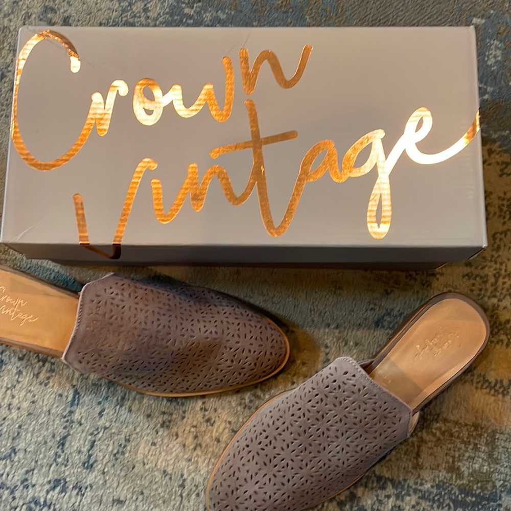 Crown Vintage- Java Cow Suede Mules